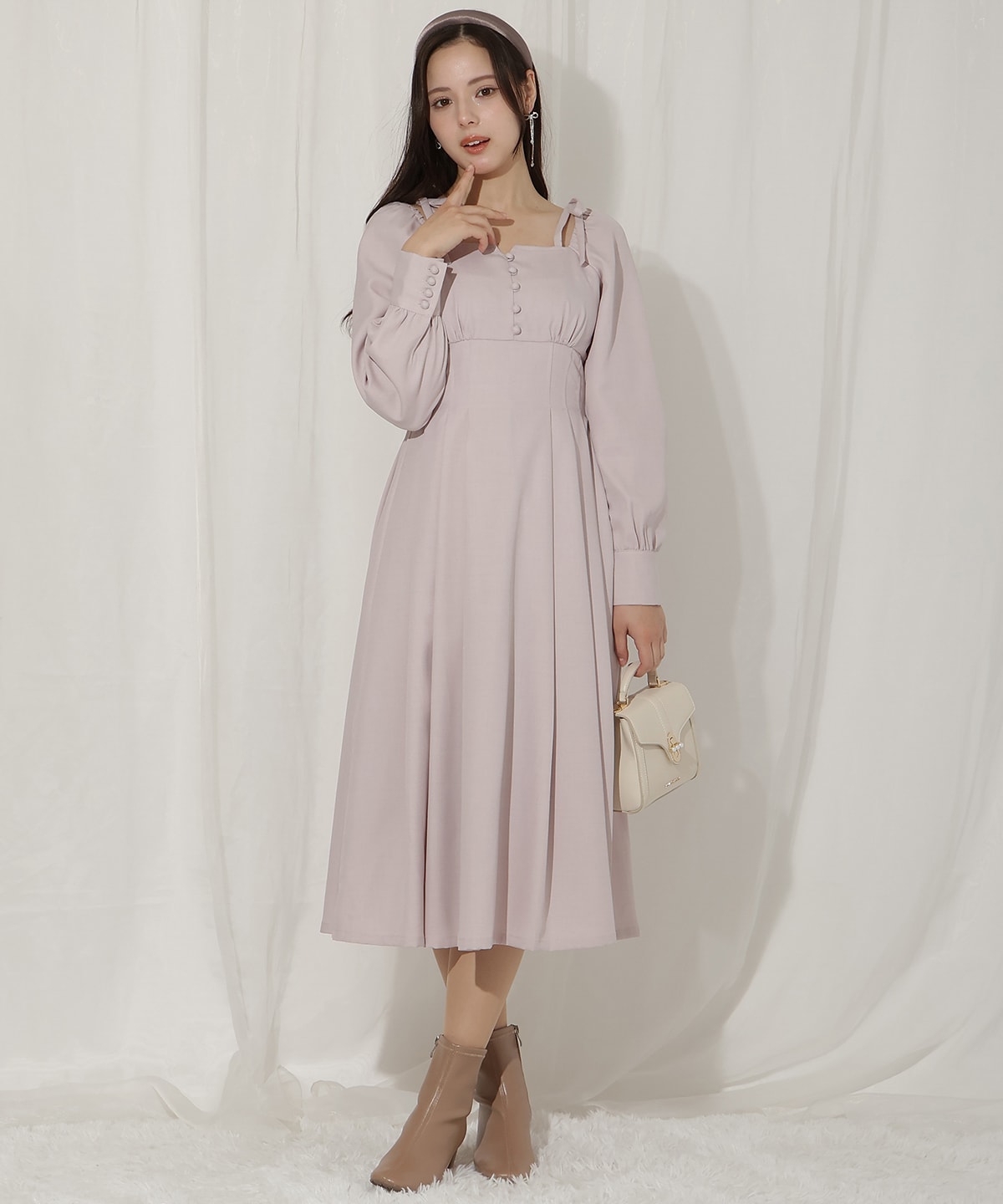 ショルダーリボンタックフレアーＯＰ