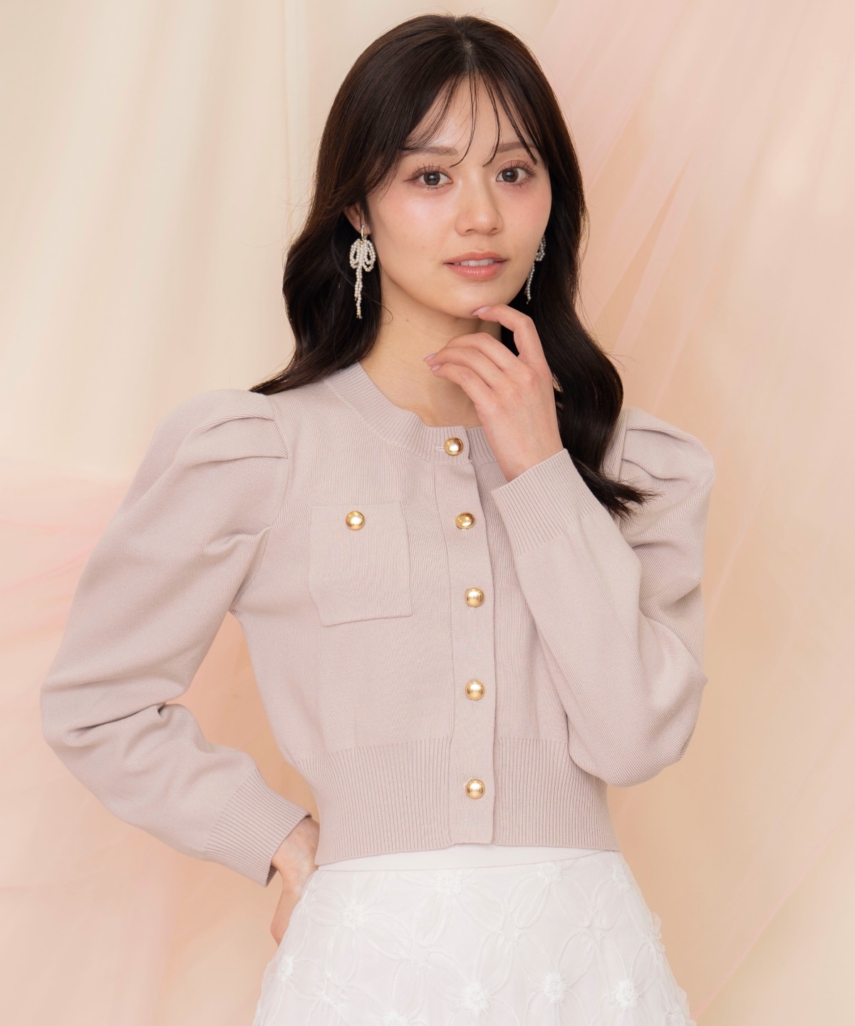 ポケットデザインタックスリーブカーディガン