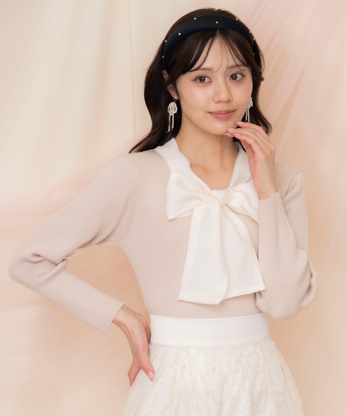 シアーリボンタイプルオーバー