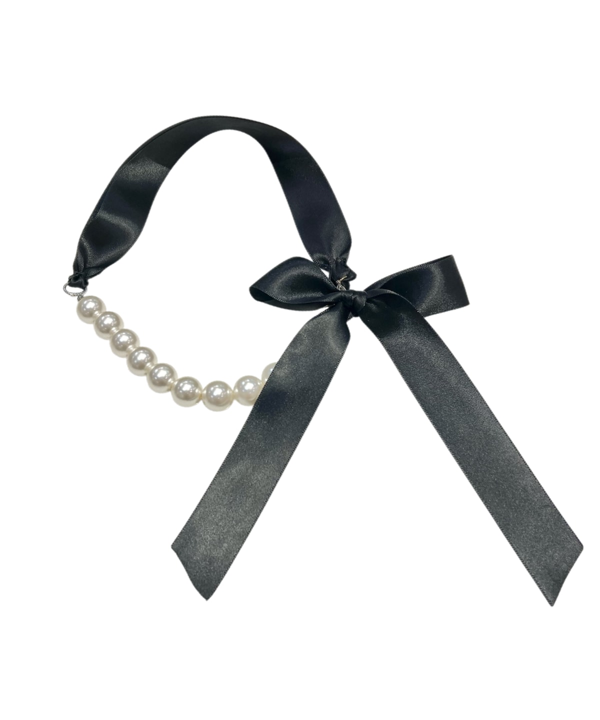 サイドリボンパールネックレス