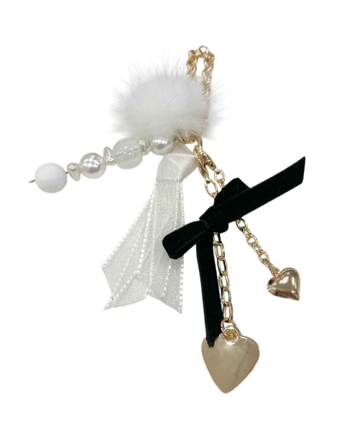 ファー付きベロアリボンチャーム