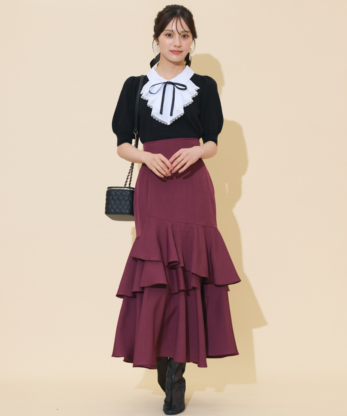 アシメレイヤードハイウエストスカート