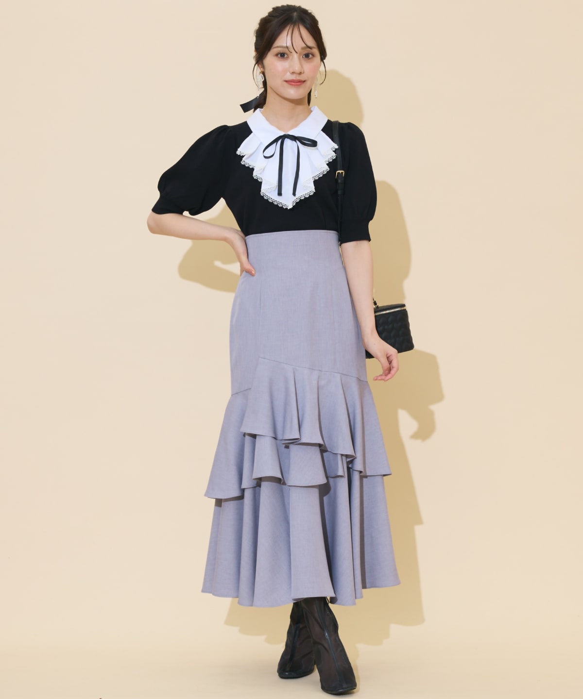 アシメレイヤードハイウエストスカート