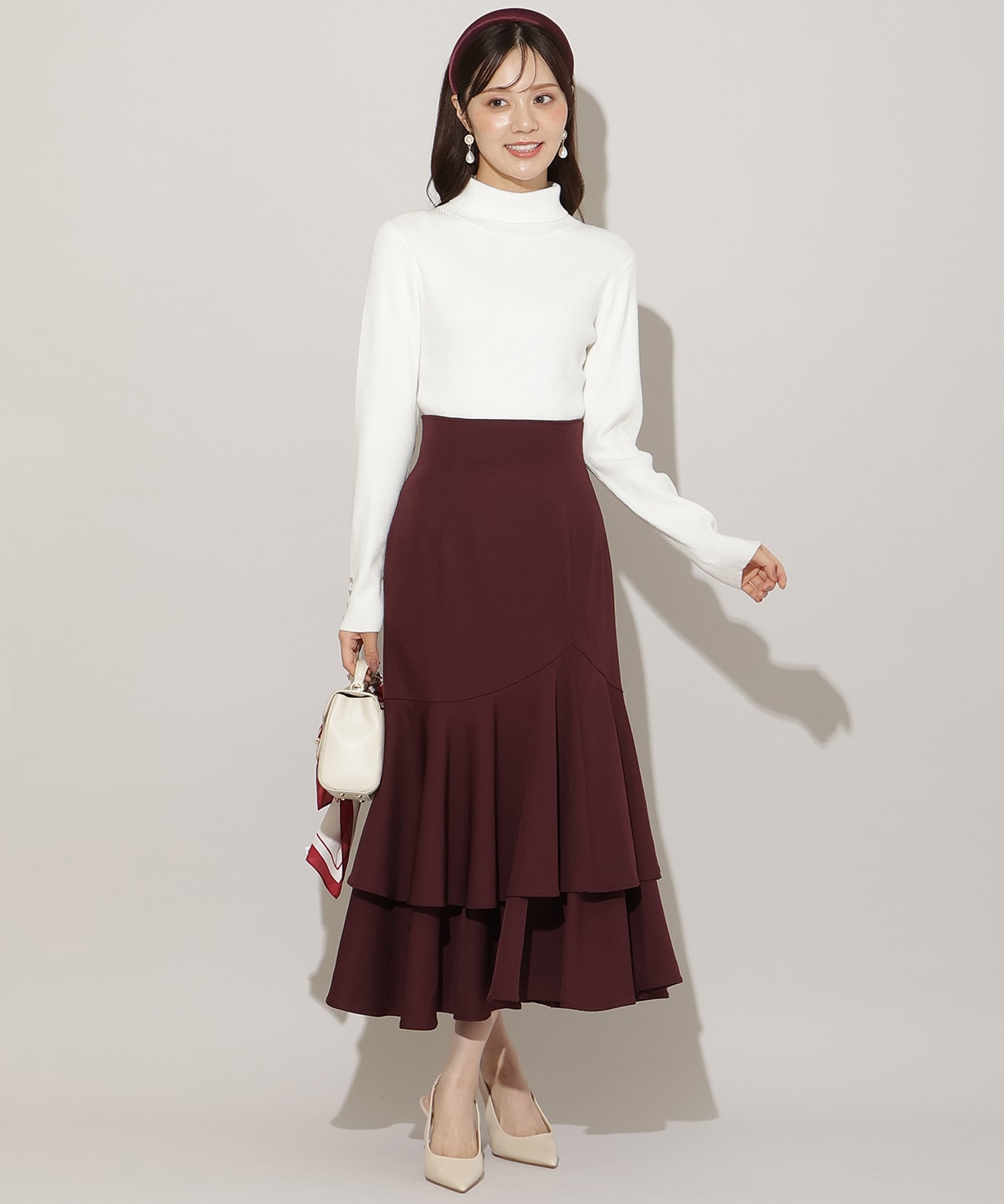 ボリュームヘムティアードスカート