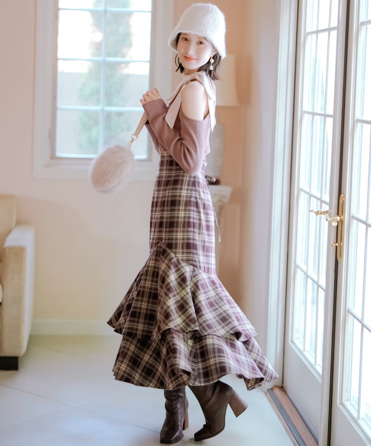 ボリュームヘムティアードスカート