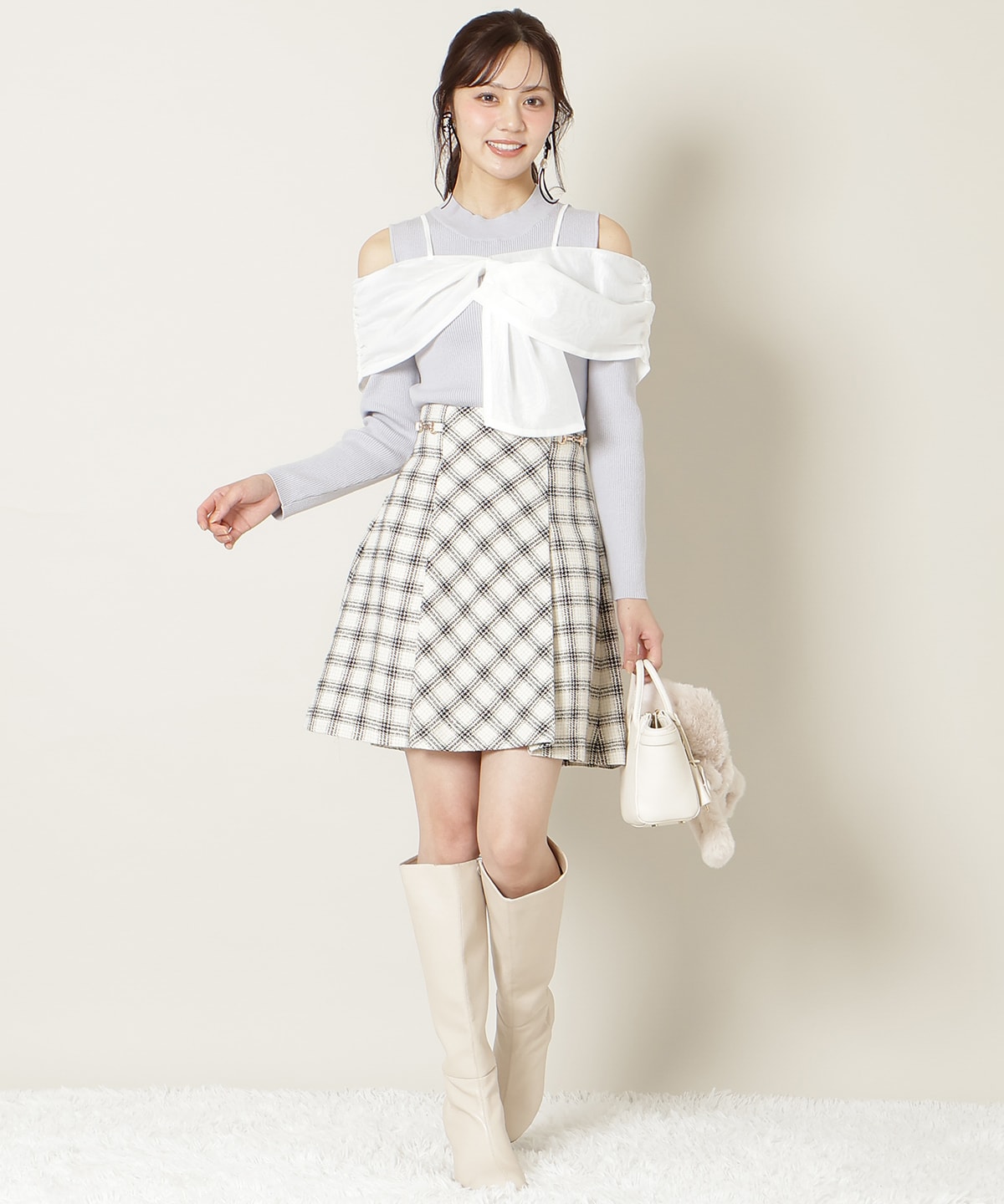 ビットデザインツイードミニスカート