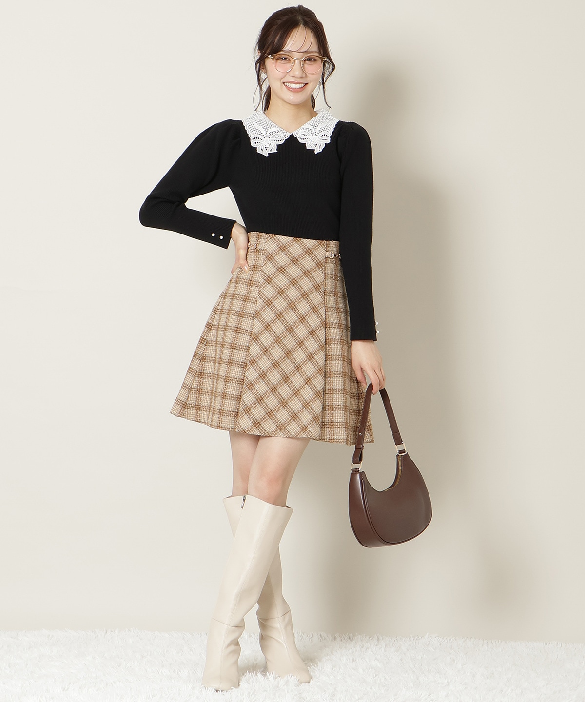 ビットデザインツイードミニスカート