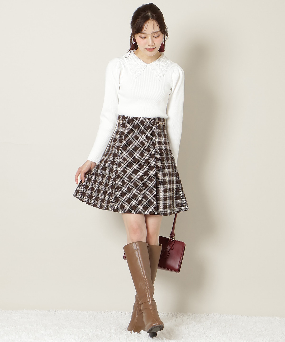 ビットデザインツイードミニスカート