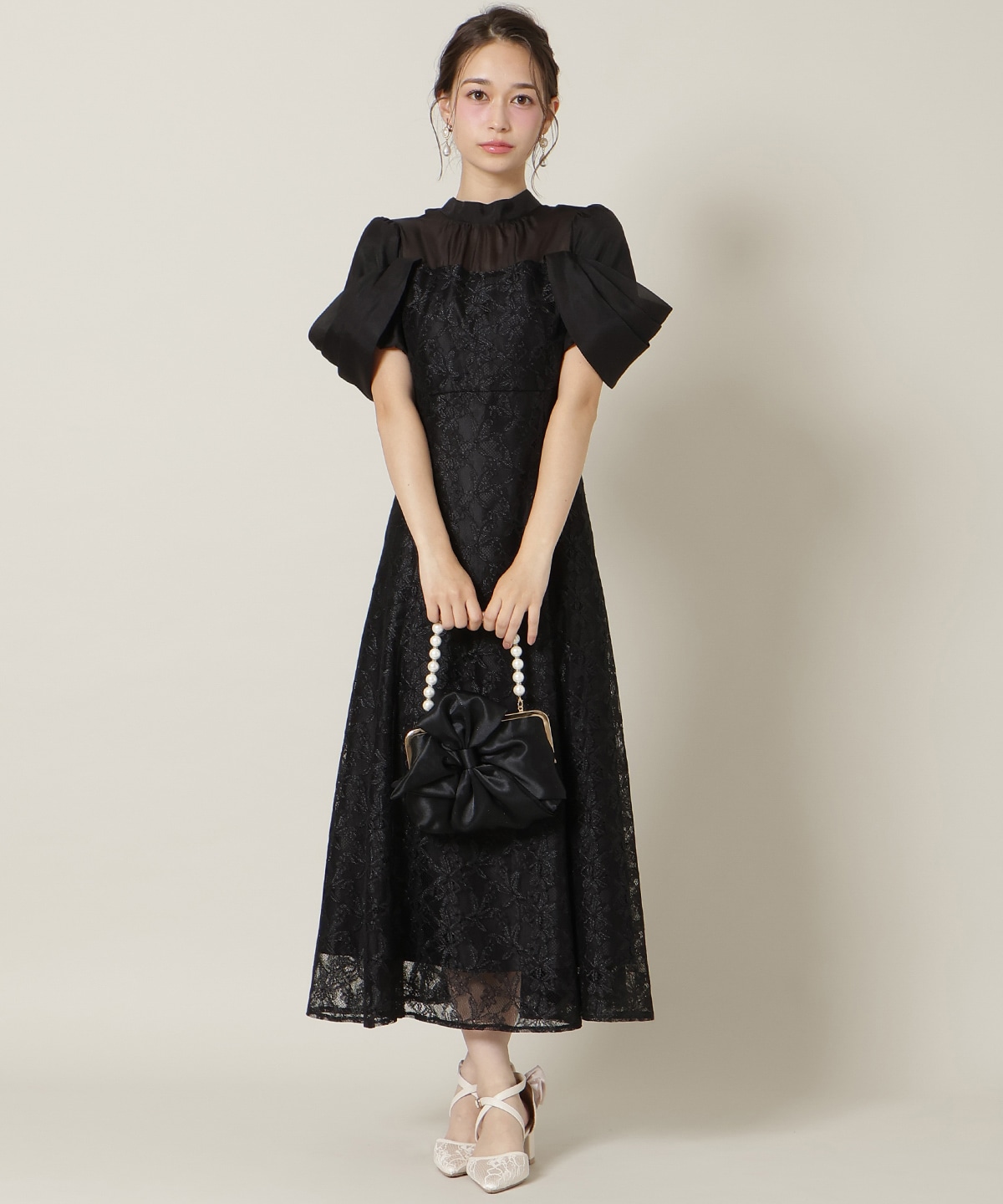 【再入荷予約受付中】シアーベールレースワンピース