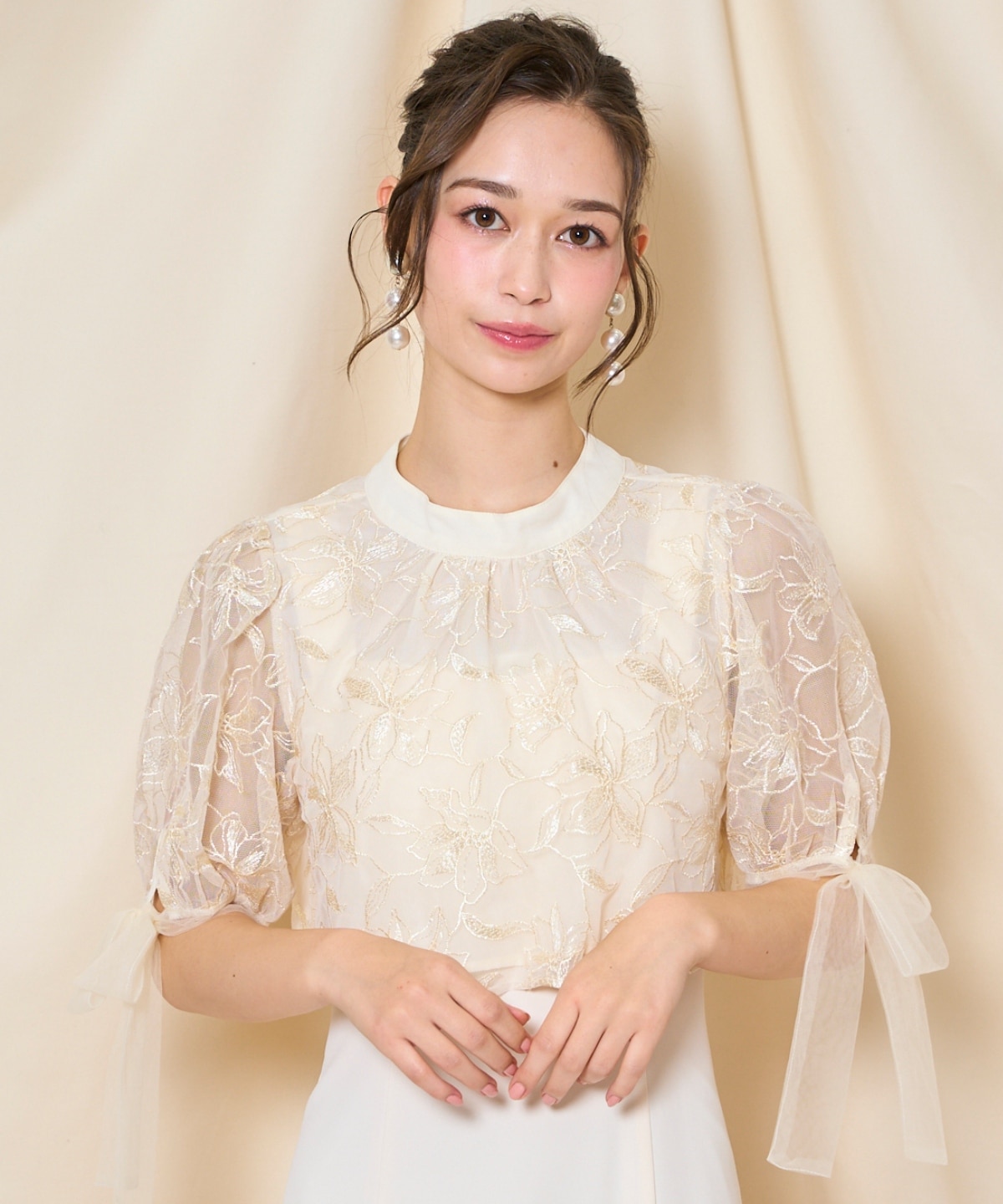 リボンスリーブブラウス