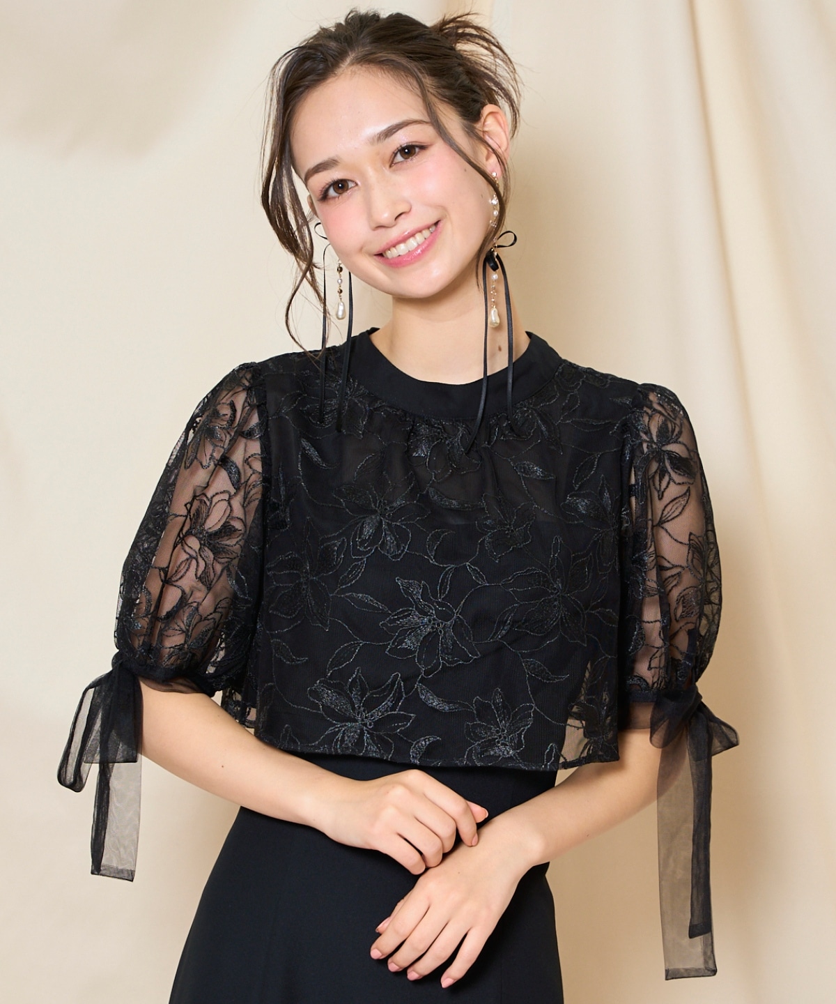 リボンスリーブブラウス