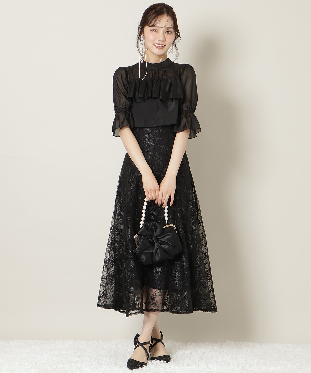 フラワーレースキャミワンピース