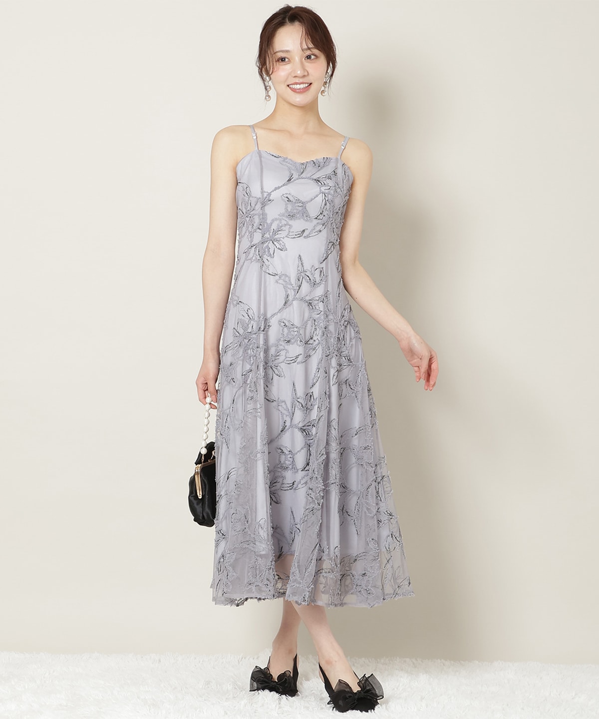 刺繍レースキャミワンピース