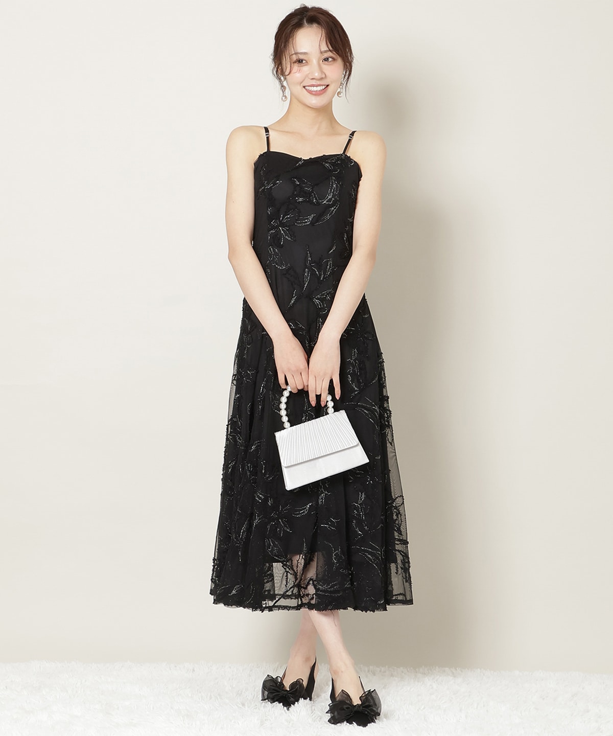 刺繍レースキャミワンピース