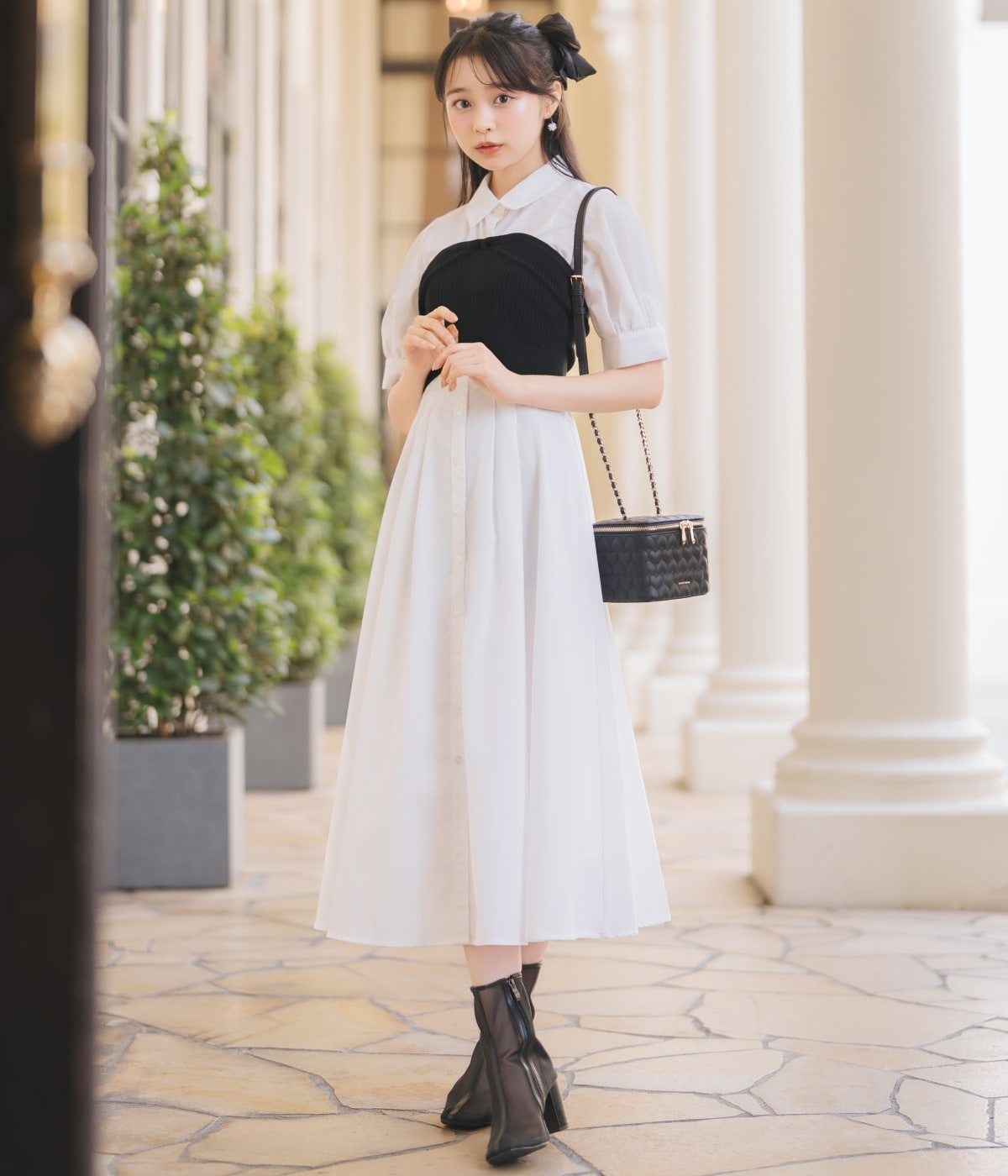 ビスチェレイヤードタックシャツワンピース