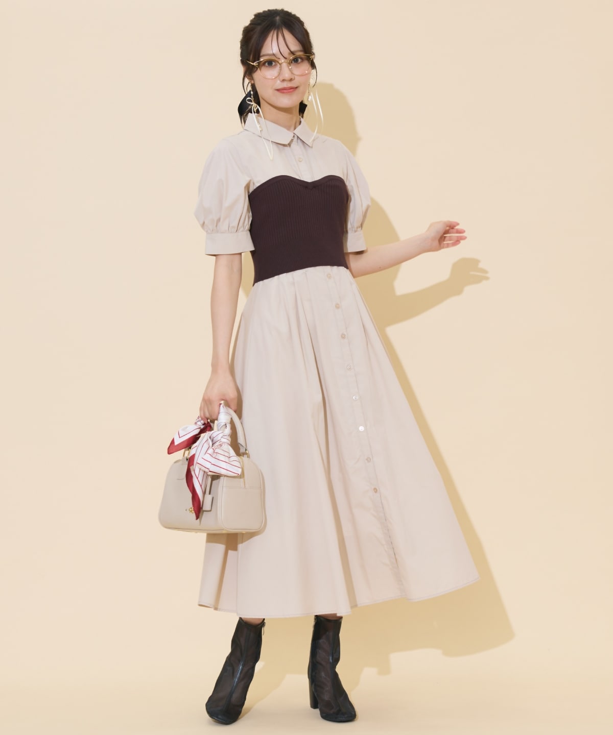 ビスチェレイヤードタックシャツワンピース