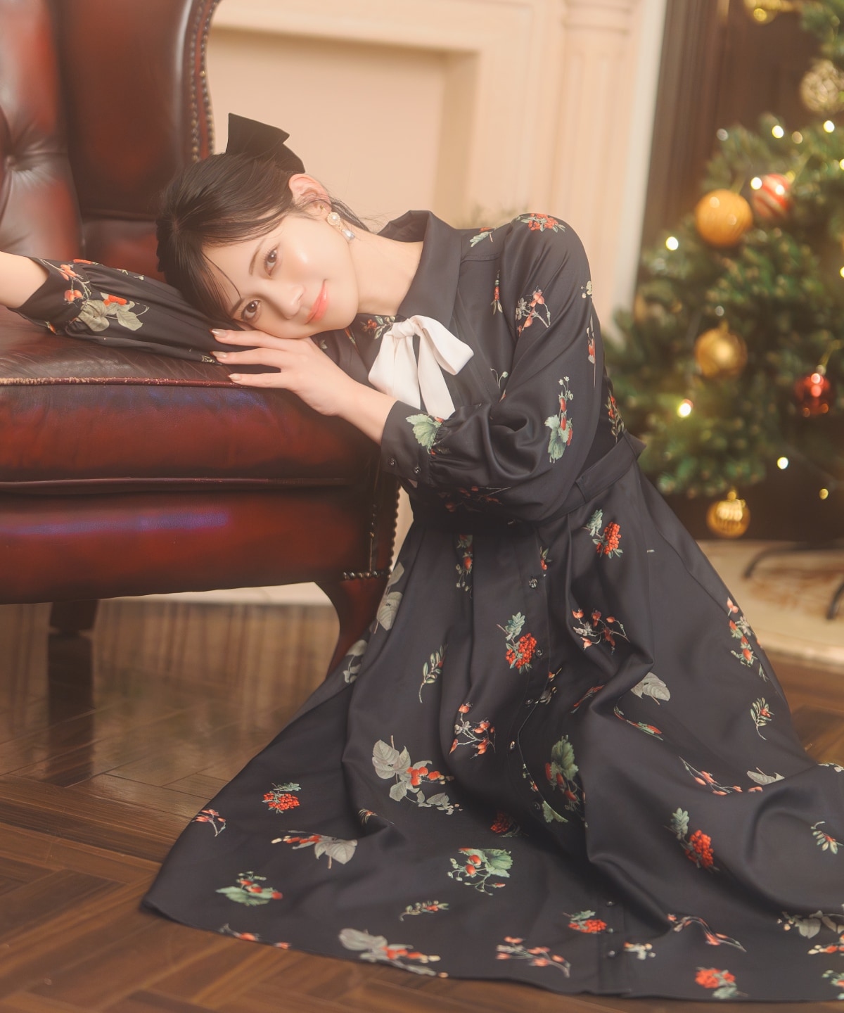 【12/5(fri)10時発売】ウィンターボタニカルリボンタイワンピース