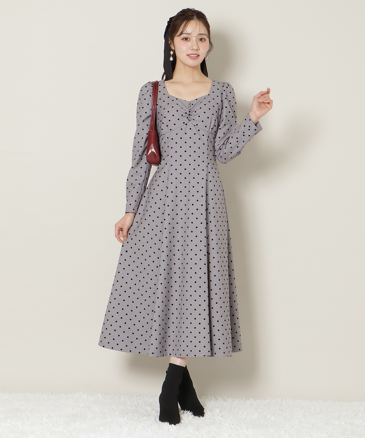 ドットフロッキーフレアワンピース