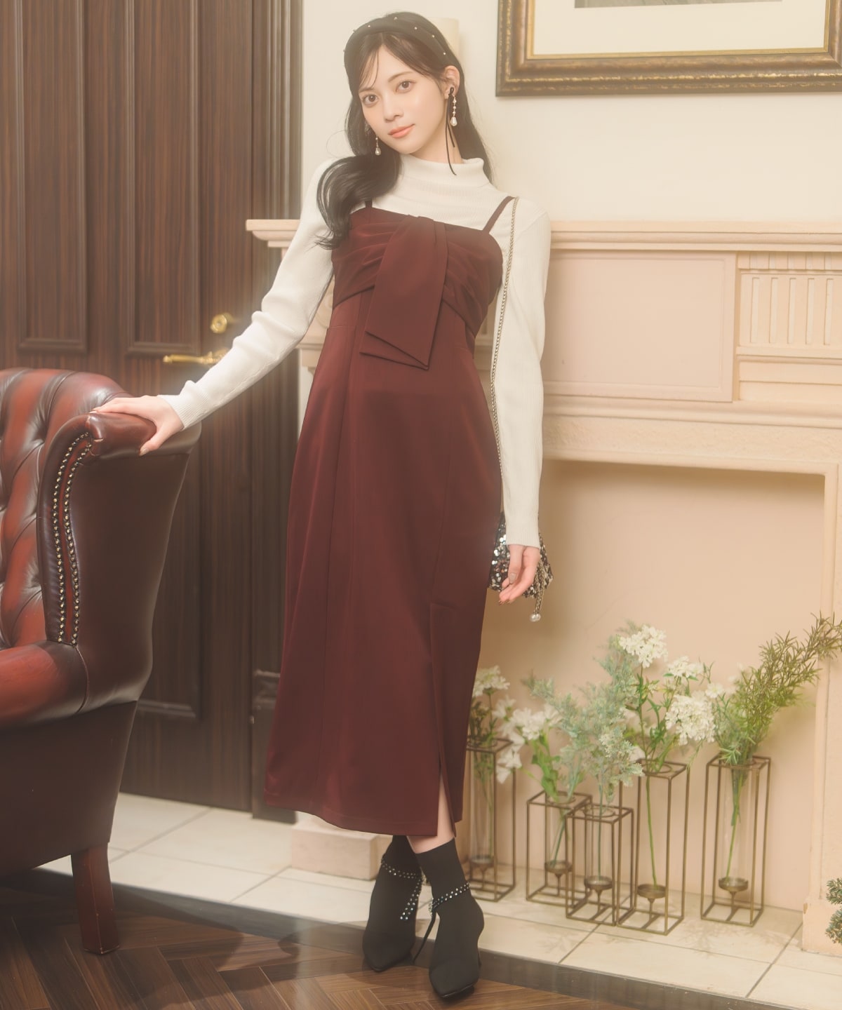 リボンデザインIラインワンピース