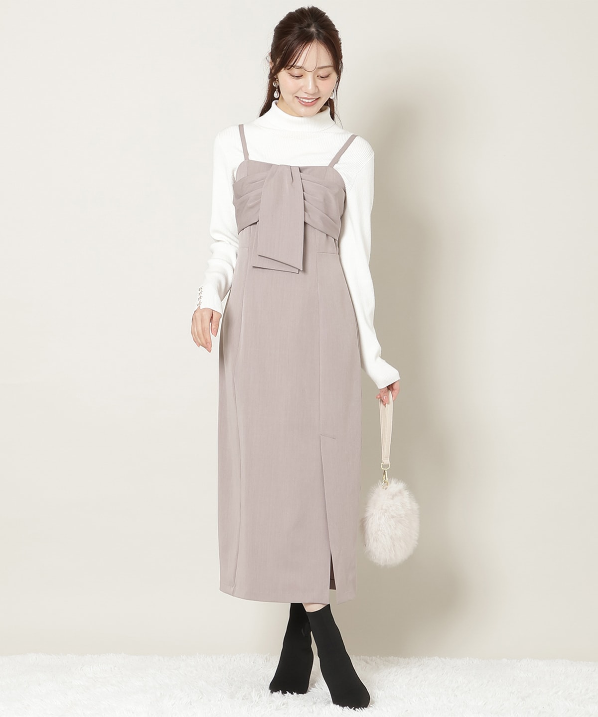 リボンデザインIラインワンピース