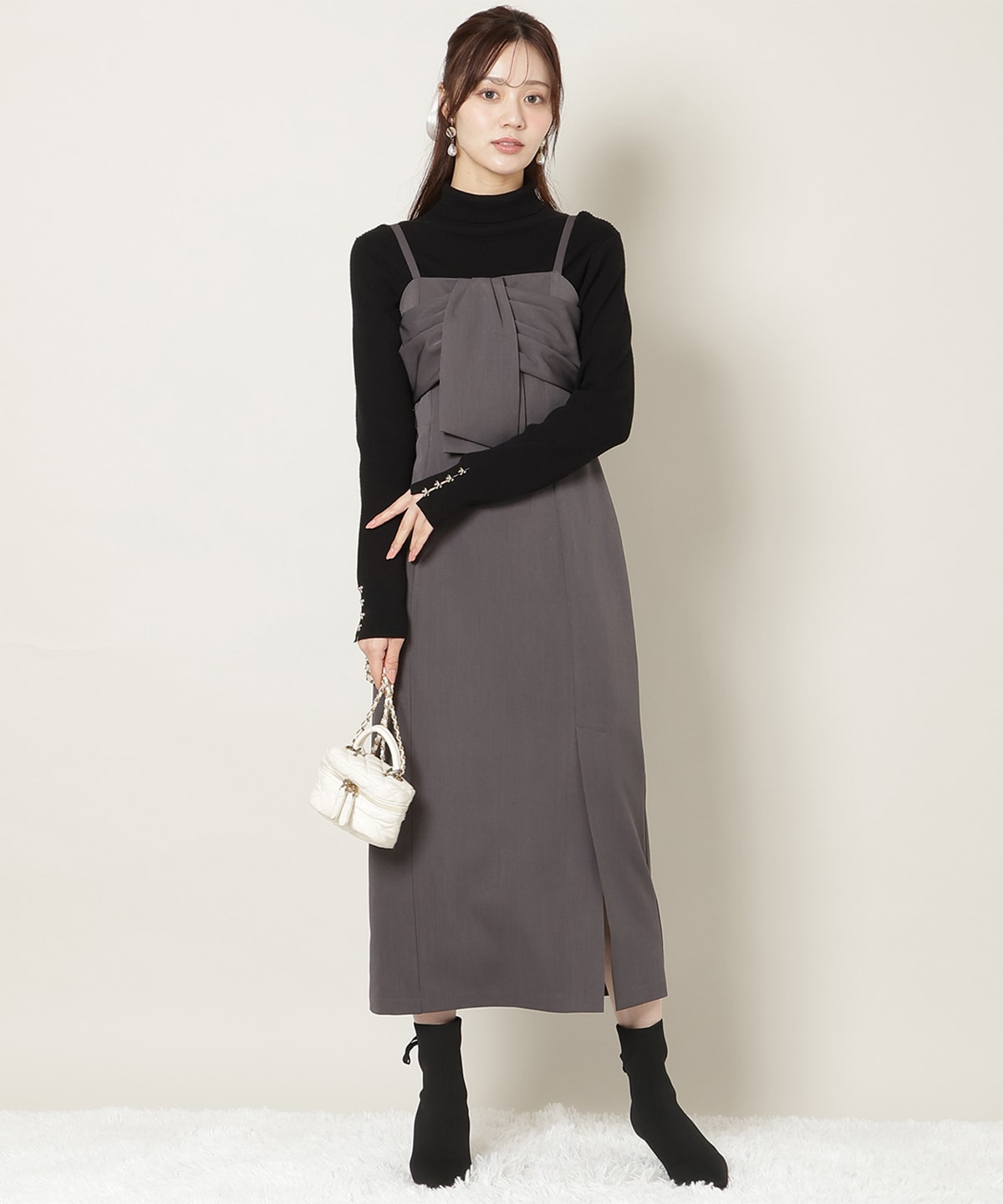 リボンデザインIラインワンピース