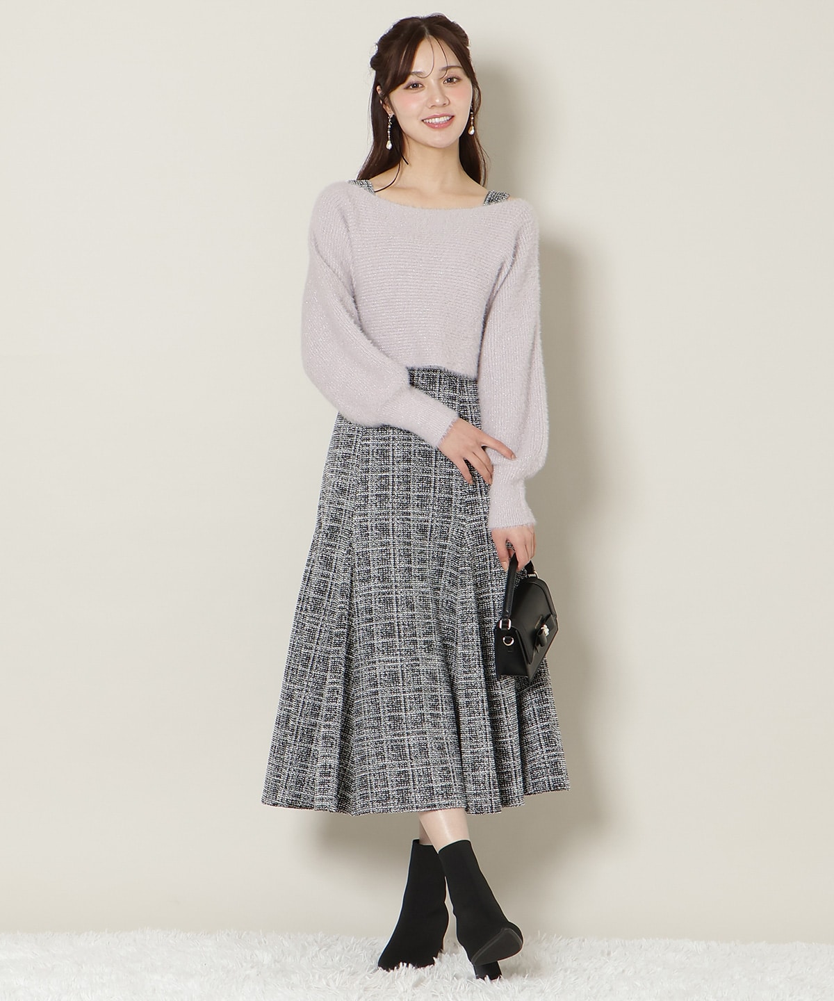 【12/5(fri)10時発売】カットツイードワンピース×フェザーニットSET