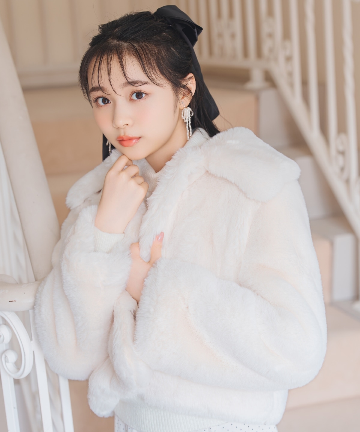 ステンカラーエコファーショートジャケット