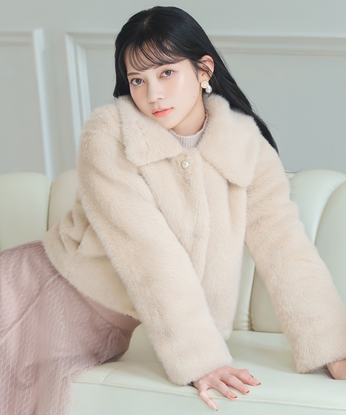 ステンカラーエコファーショートジャケット