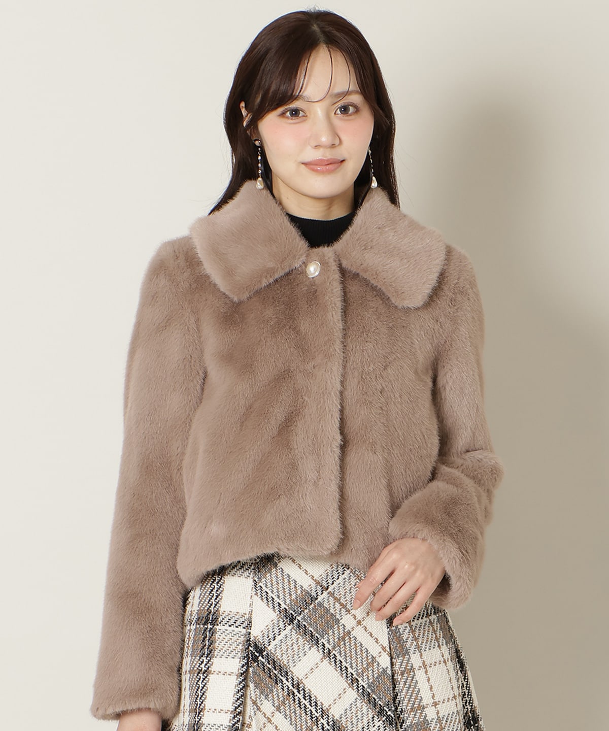 ステンカラーエコファーショートジャケット