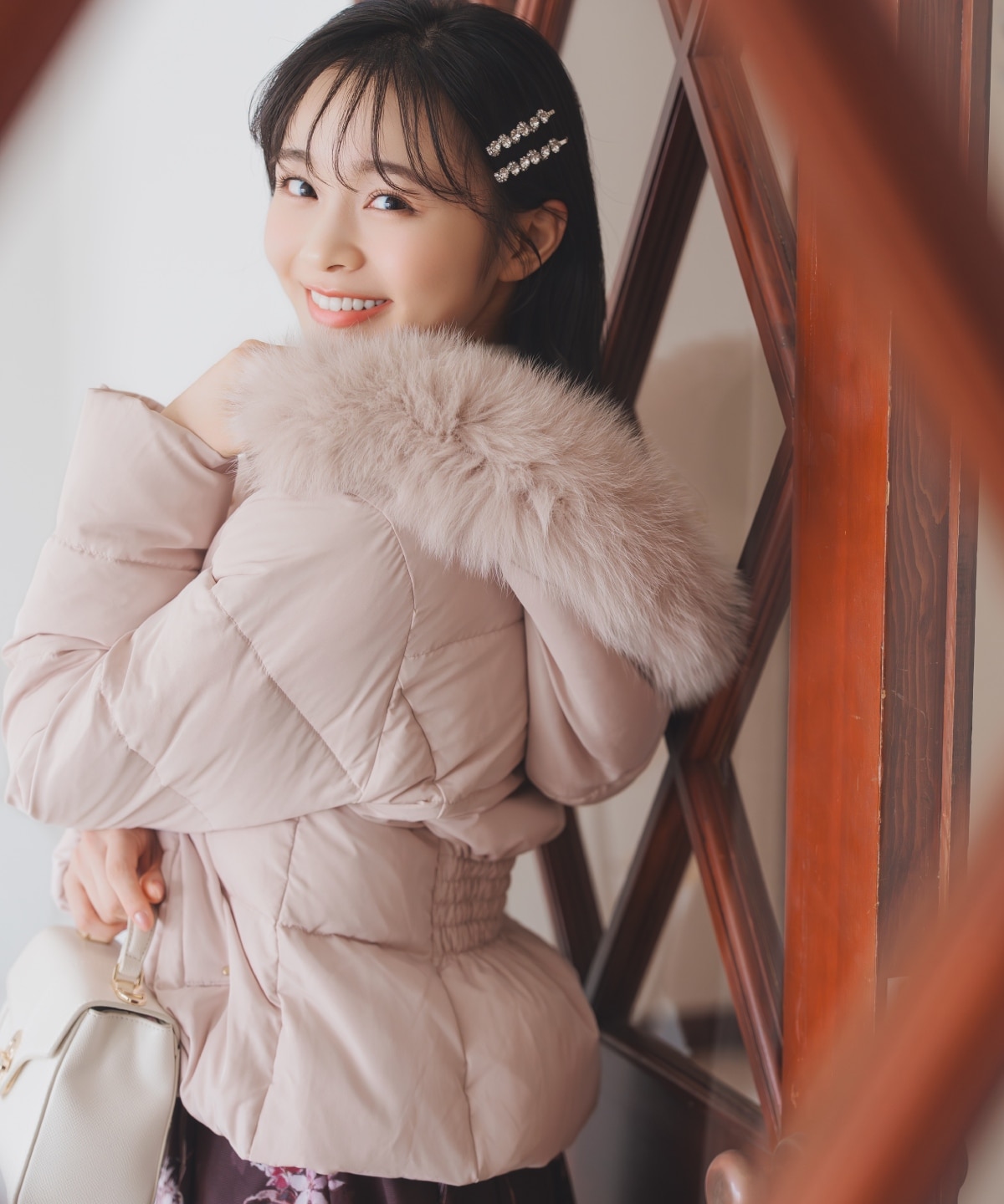 フードファーペプラムショートダウン