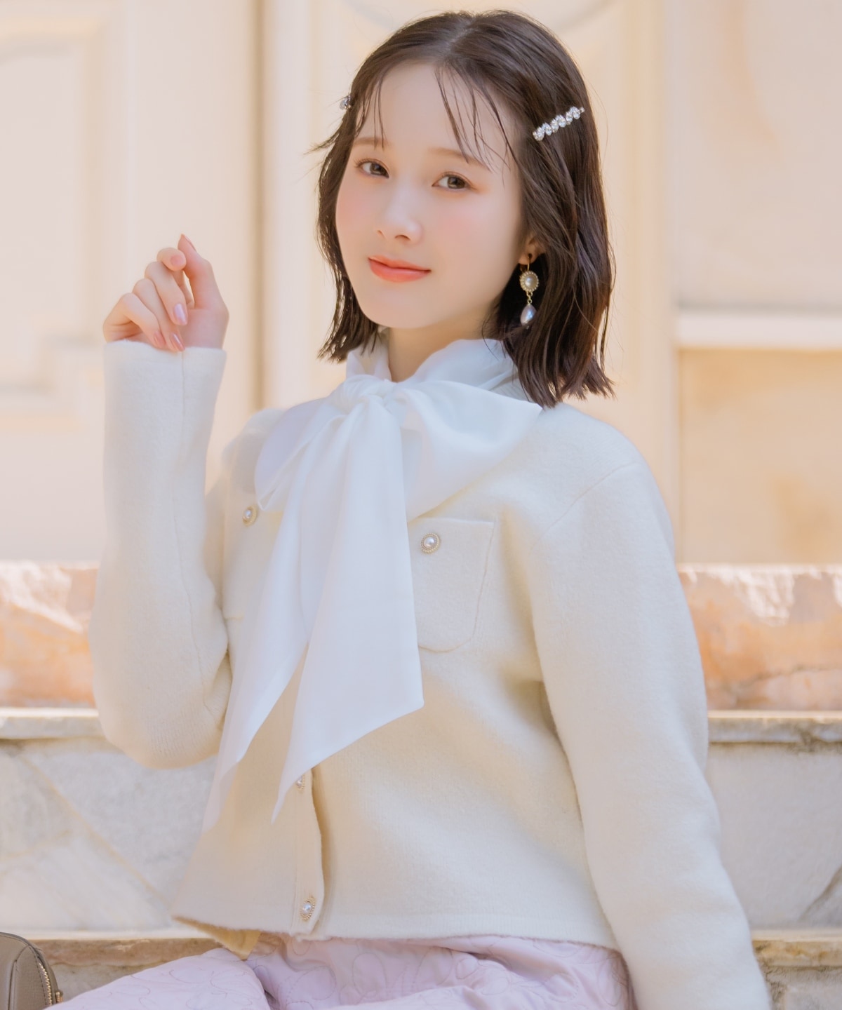 【再入荷予約受付中】モヘアライクニットジャケット