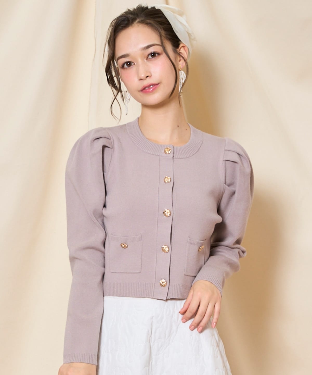 r♫さま専用　　　ウィル タックスリーブニットカーデ ピンク タックスリーブニットカーディガン(F ピンク): WILLSELECTION