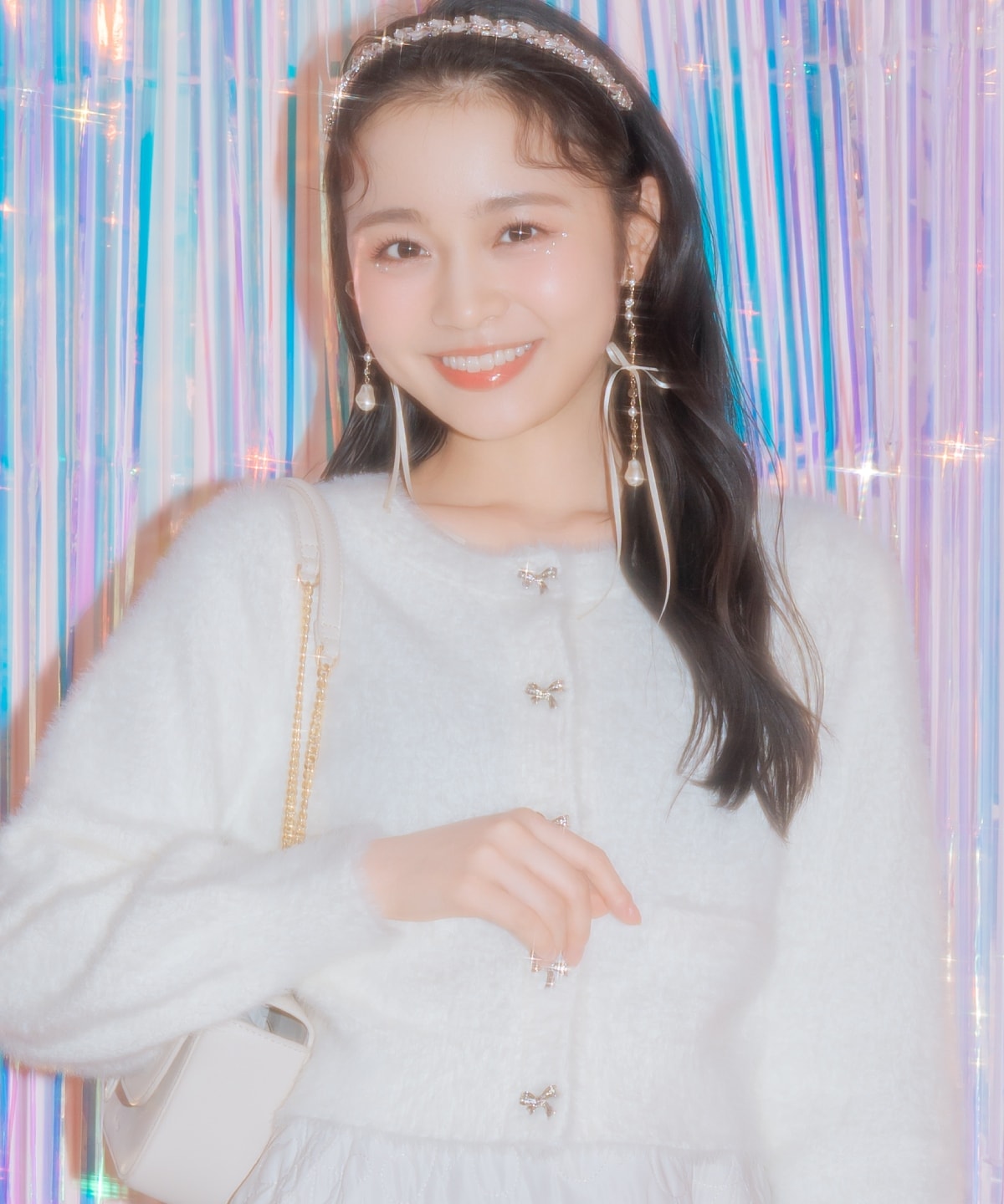 【1/1(thu)10時発売 New Year's Item】リボンボタンフェザーカーディガン