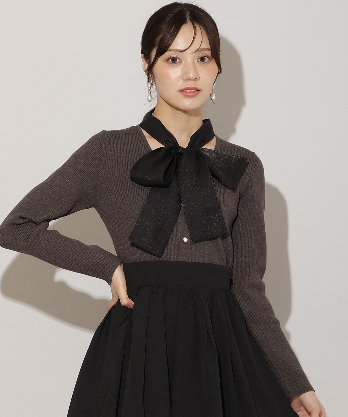 シアーリボンニット