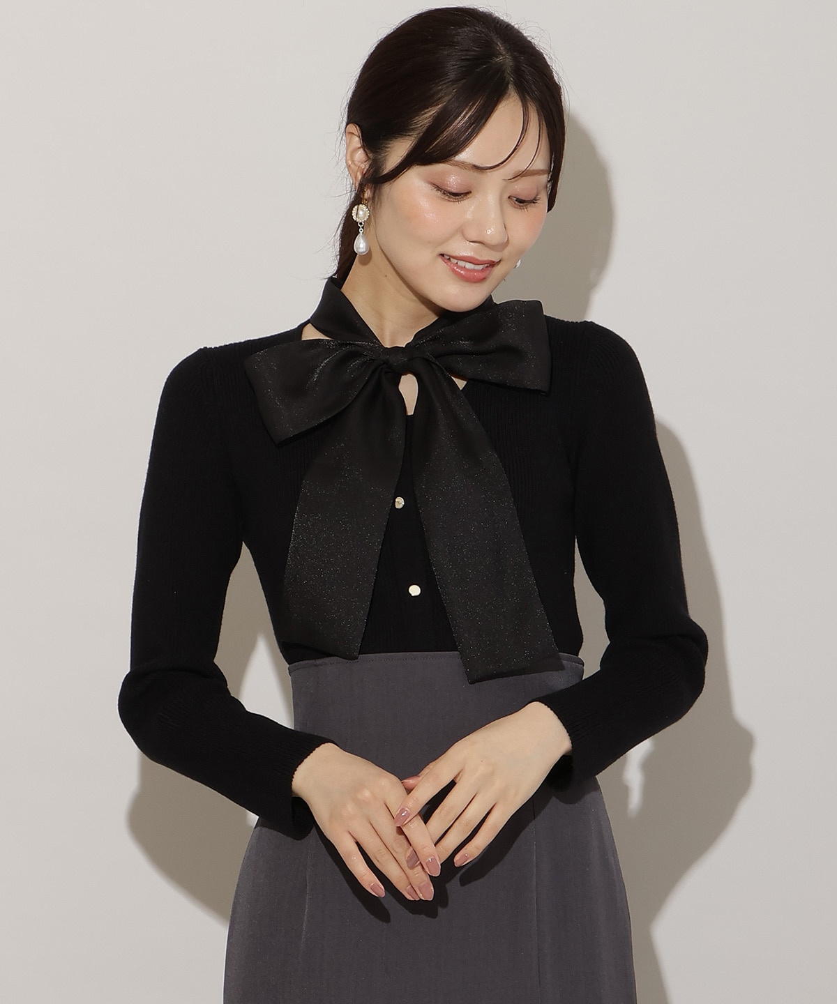 シアーリボンニット