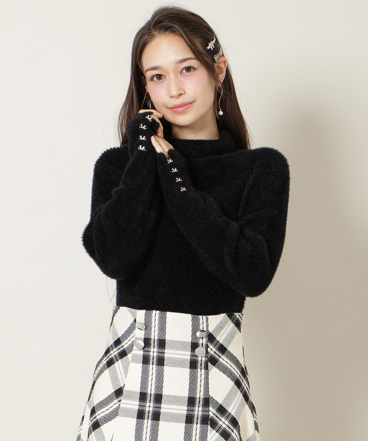 FOXライクヤーンタートルネックプルオーバー