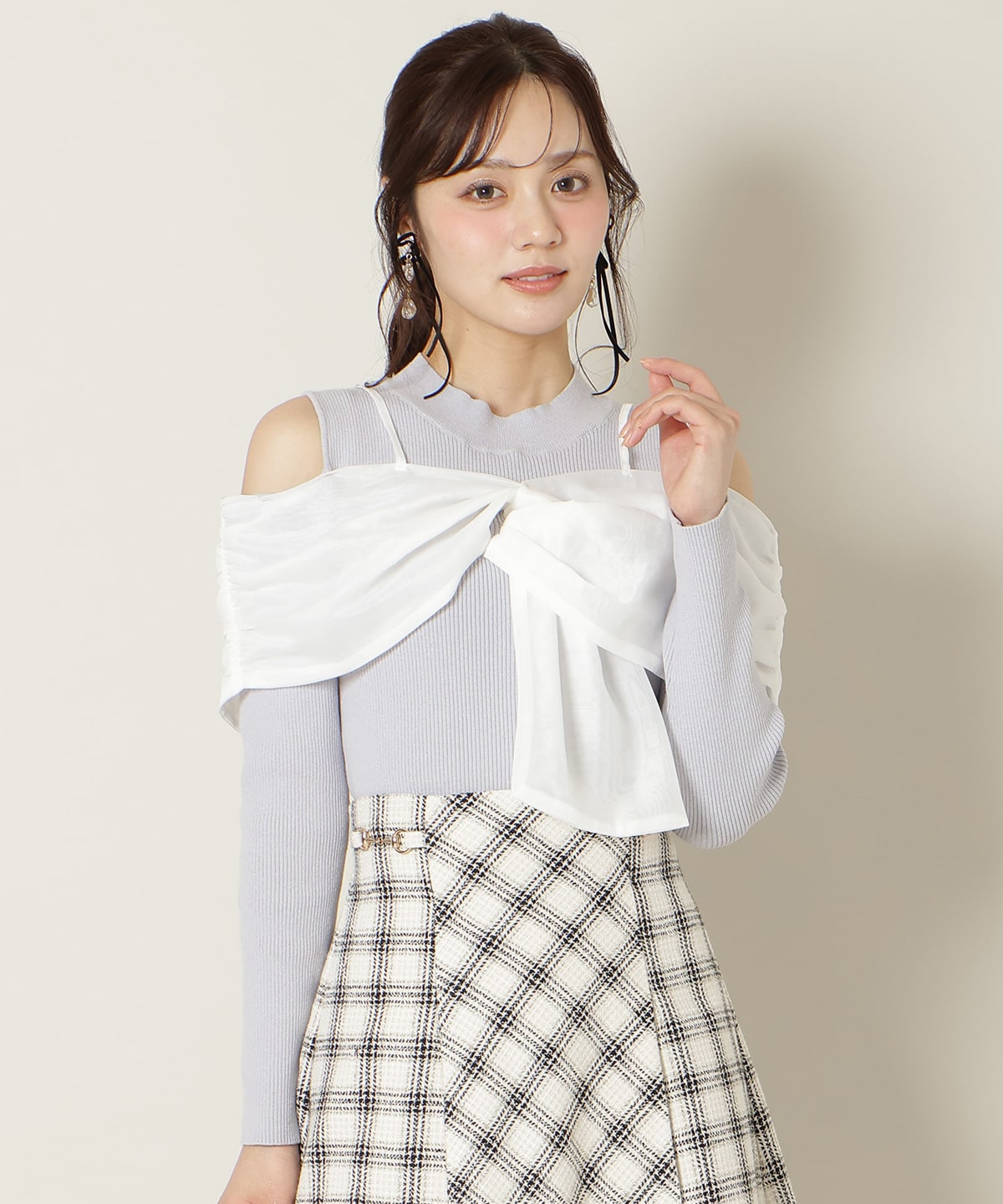 リボンビスチェドッキングリブニット