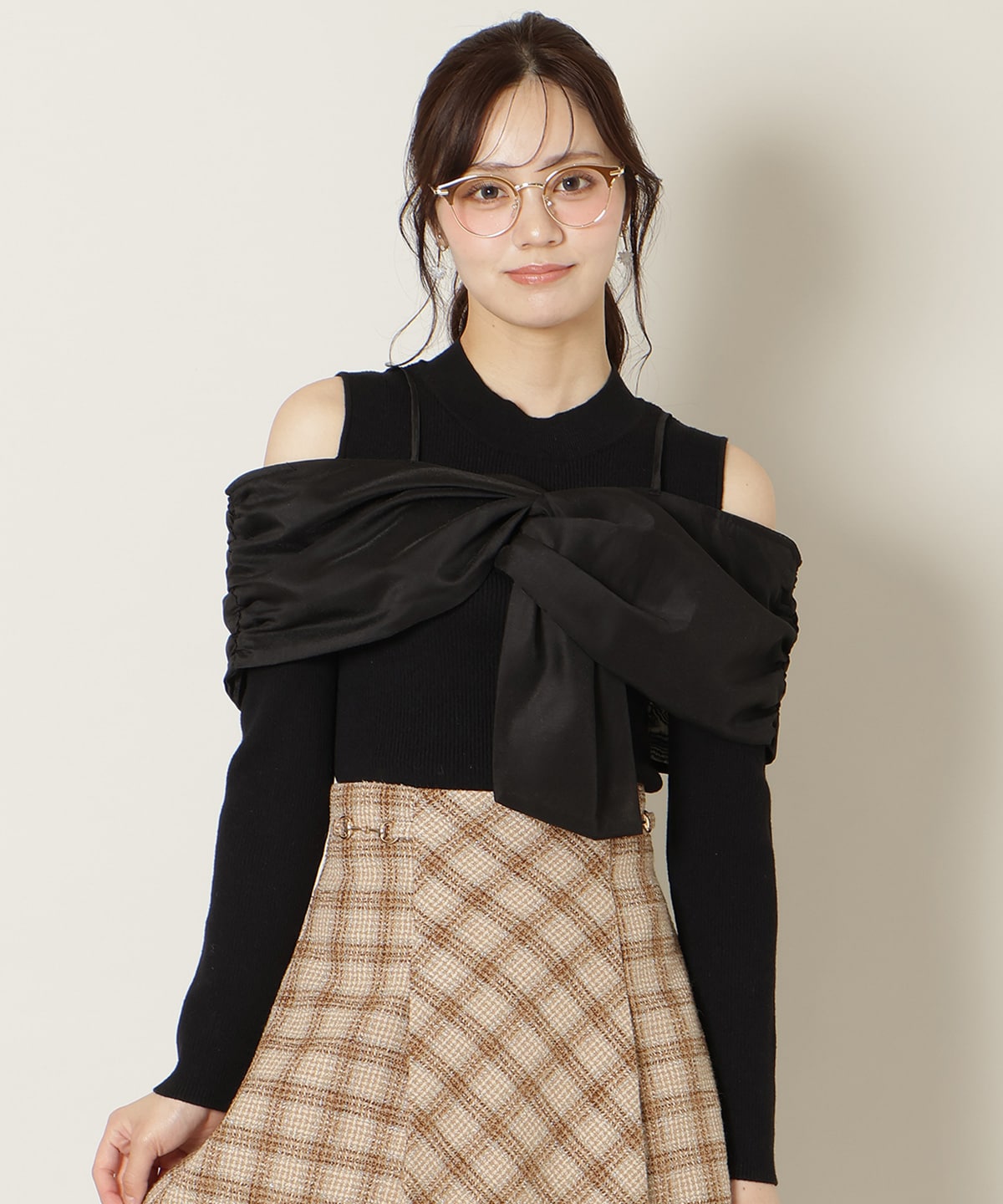 リボンビスチェドッキングリブニット