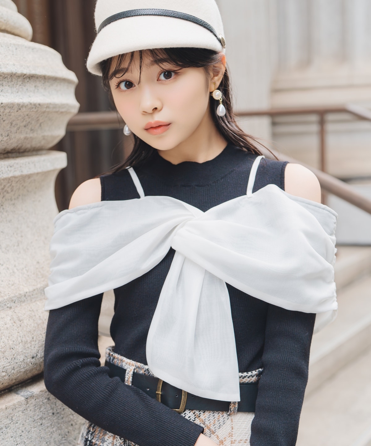 リボンビスチェドッキングリブニット