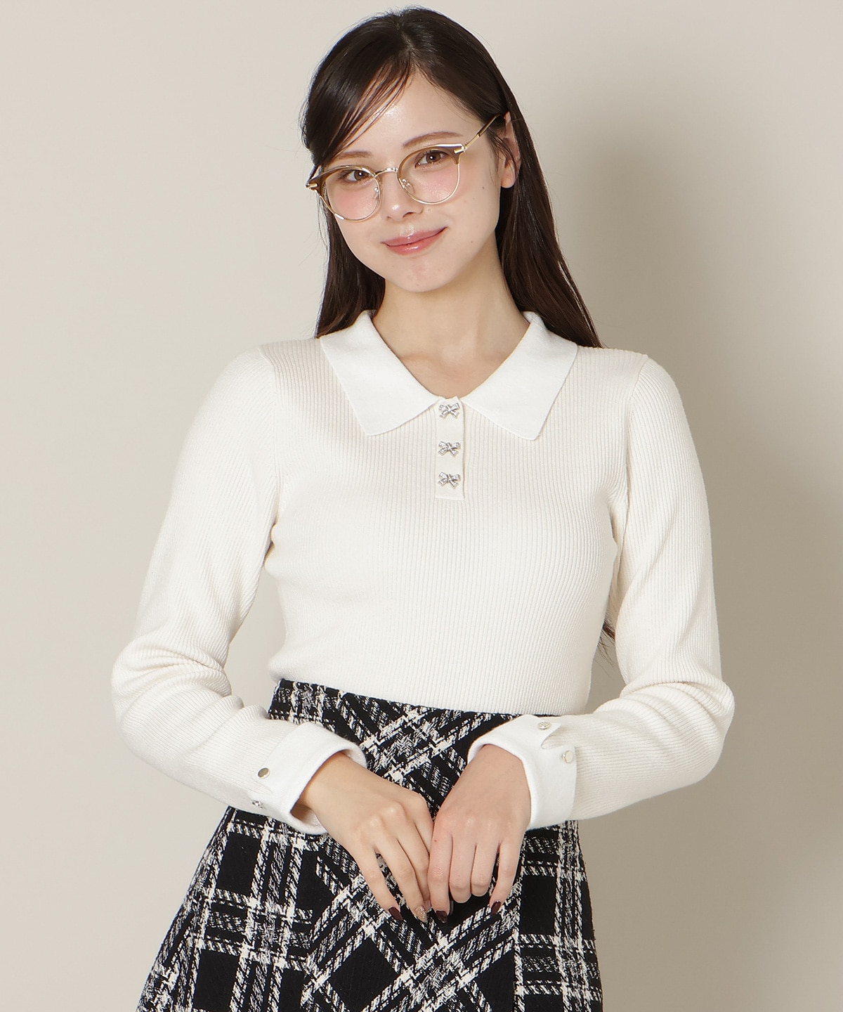 【1/1(thu)10時発売 New Year's Item】ポロカラーリブニット