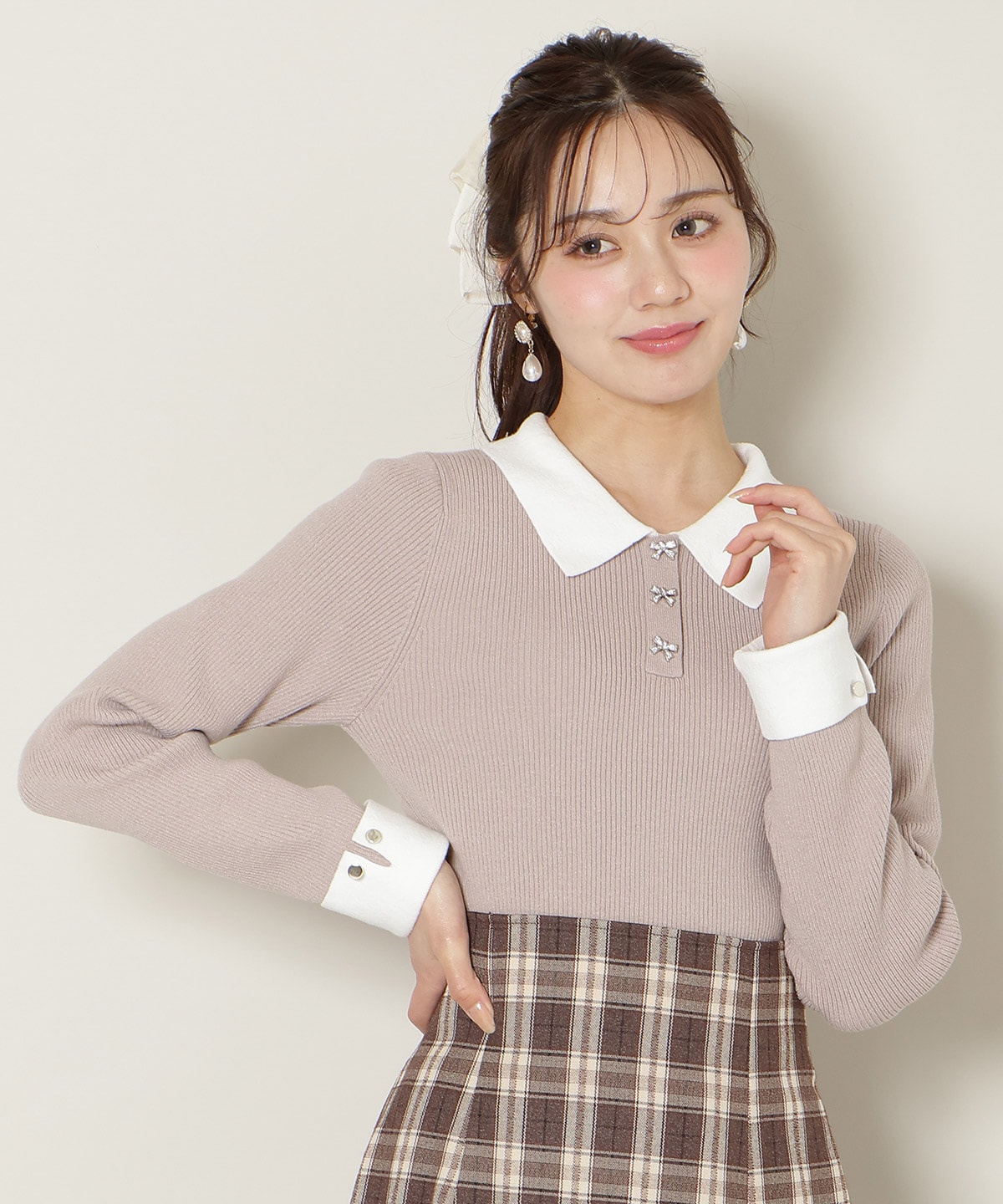 【1/1(thu)10時発売 New Year's Item】ポロカラーリブニット