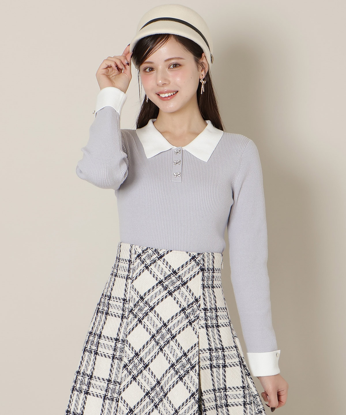 【1/1(thu)10時発売 New Year's Item】ポロカラーリブニット