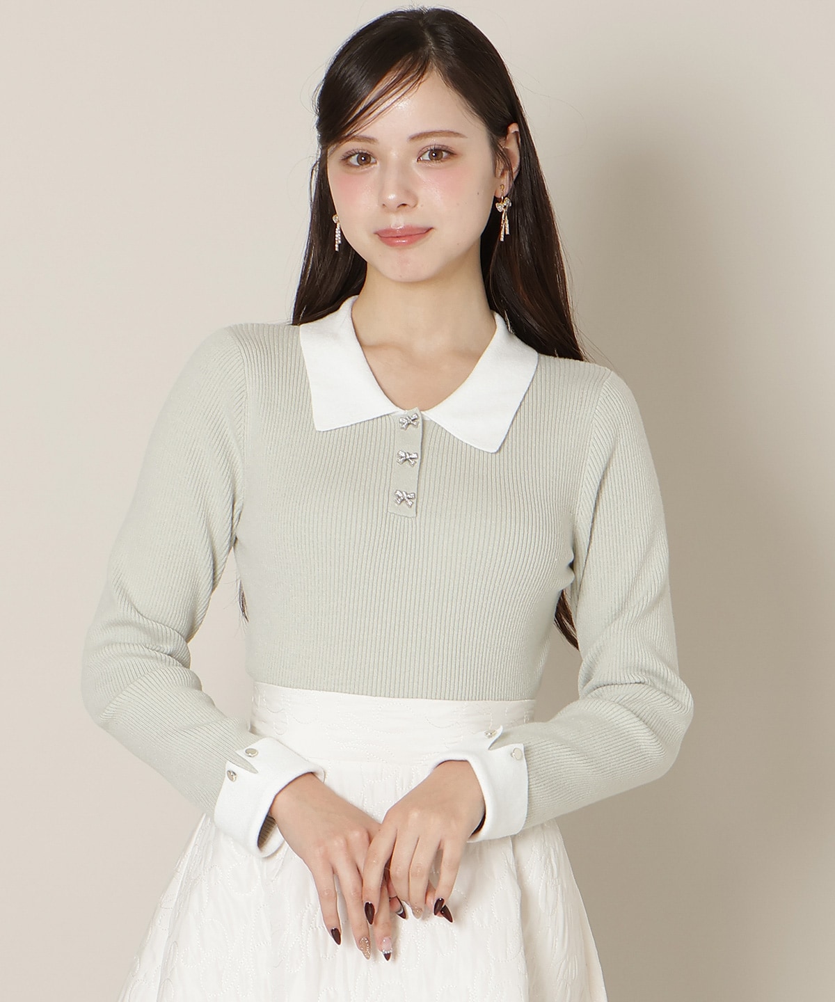 【1/1(thu)10時発売 New Year's Item】ポロカラーリブニット