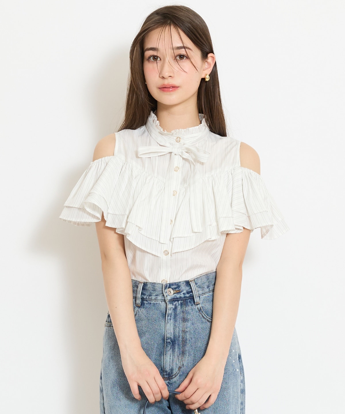 スタンドフリル２WAYスリーブブラウス