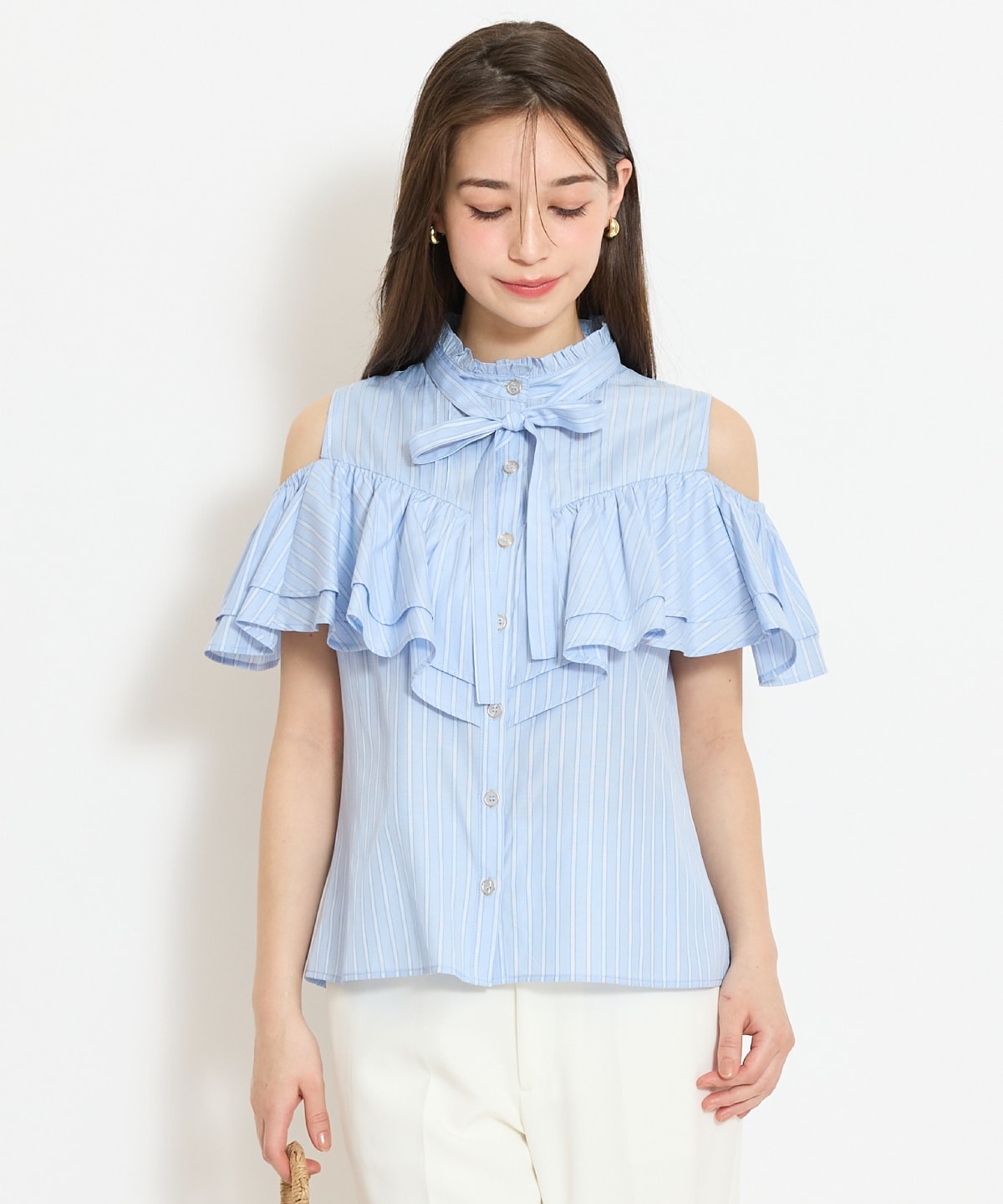 スタンドフリル２WAYスリーブブラウス