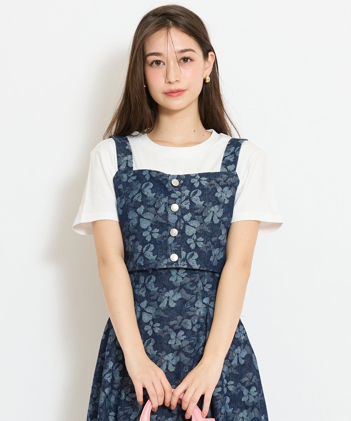 【セットアップ対応】ボタン付きデニムビスチェ