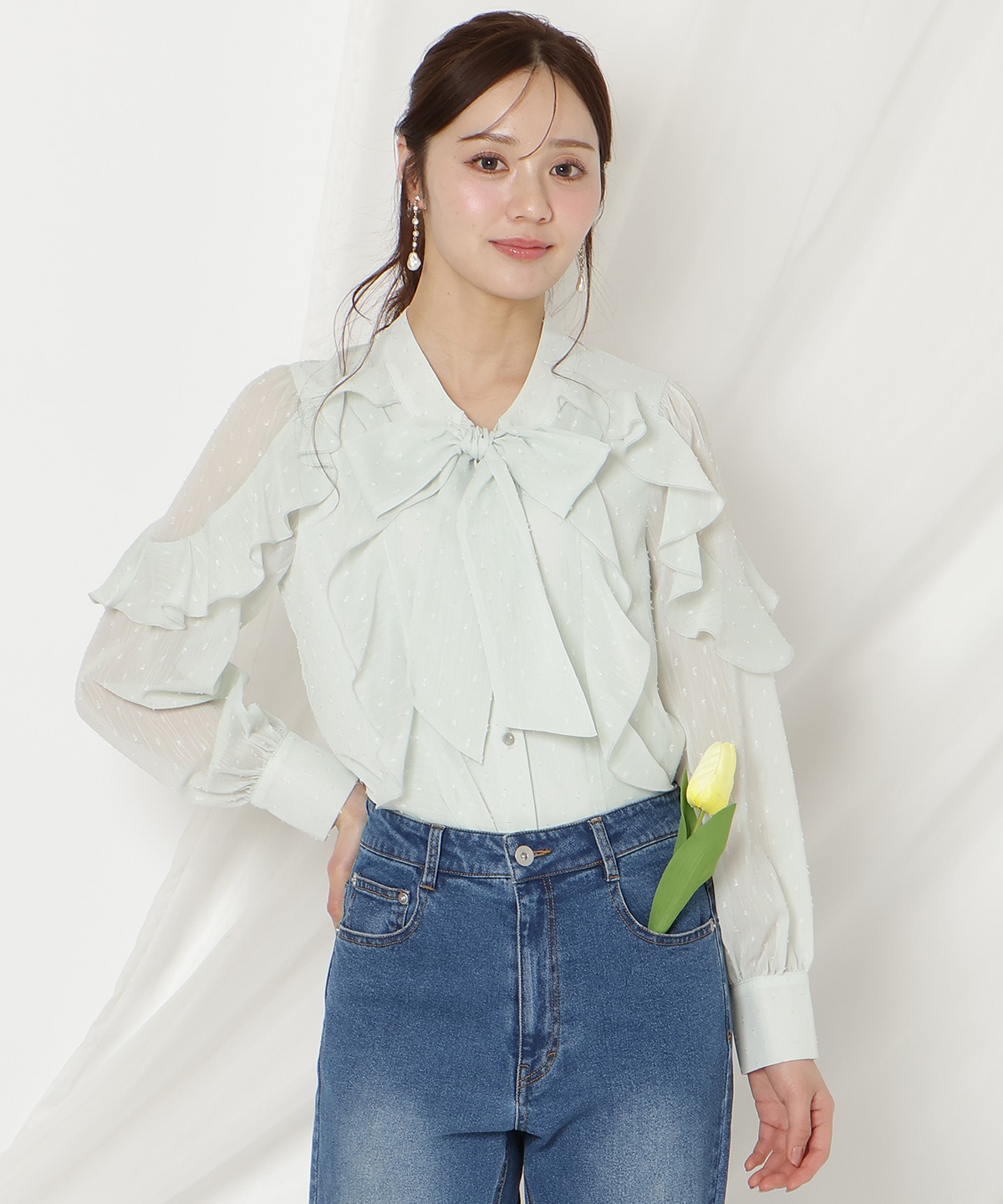 ドビードットフリルブラウス