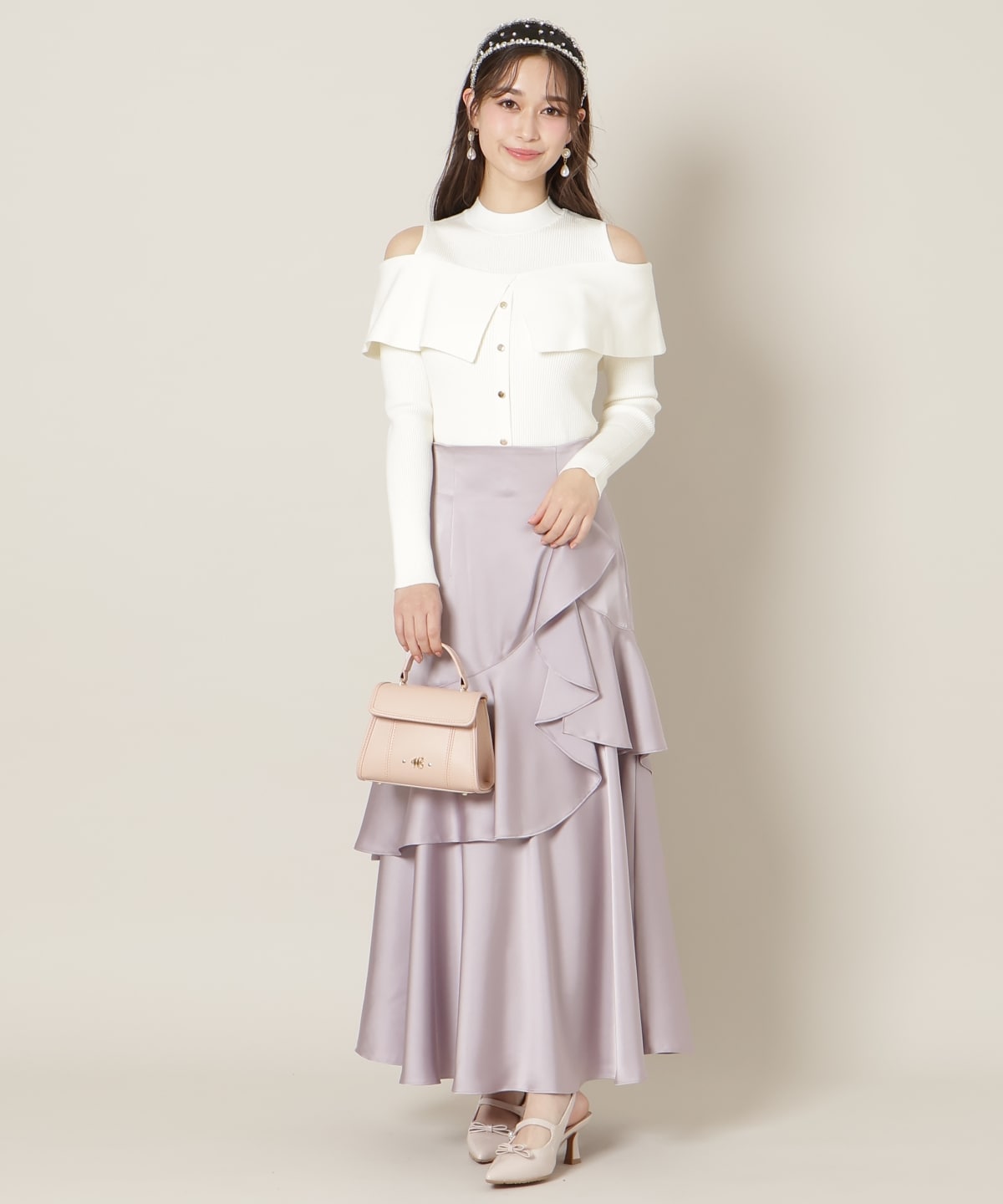 アシメラッフルサテンスカート