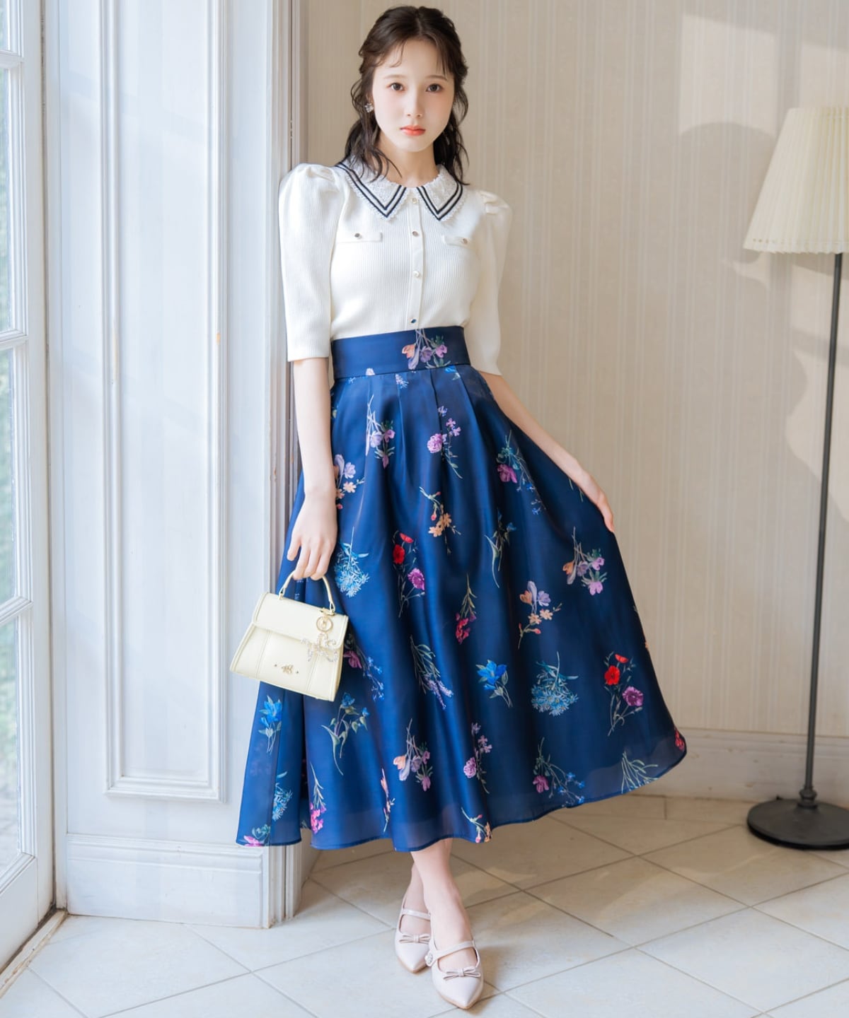 【3/12(thu)10時発売】ボタニカルフラワーシアータックスカート