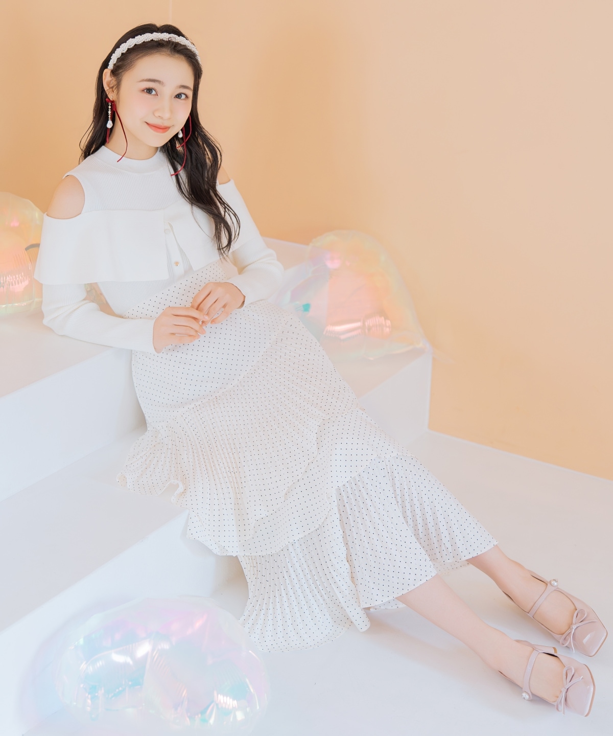 プリーツシフォンティアードスカート